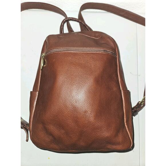 Libaire Leather Backpack Cognac Made in USA - 10x12x4 - Picture 6 of 14